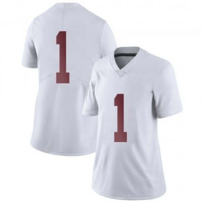 NCAA Women's Alabama Crimson Tide #1 Ben Davis Stitched College Nike Authentic No Name White Football Jersey YJ17U42XM